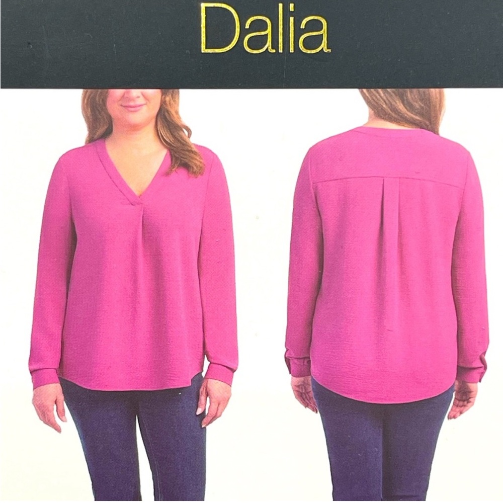 NEW Dalia Long Sleeve Crepe Blouse in Red Violet (Pink)